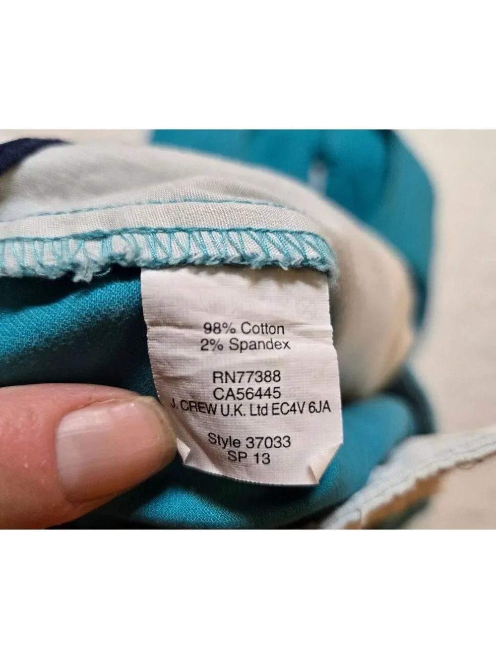 J.Crew City Fit Pants Women's 6 Turquoise Teal Blue Cropped Stretch Cotton 2013